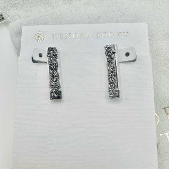 Kendra Scott Levi RARE Platinum Drusy Earrings Silver - Picture 4 of 5